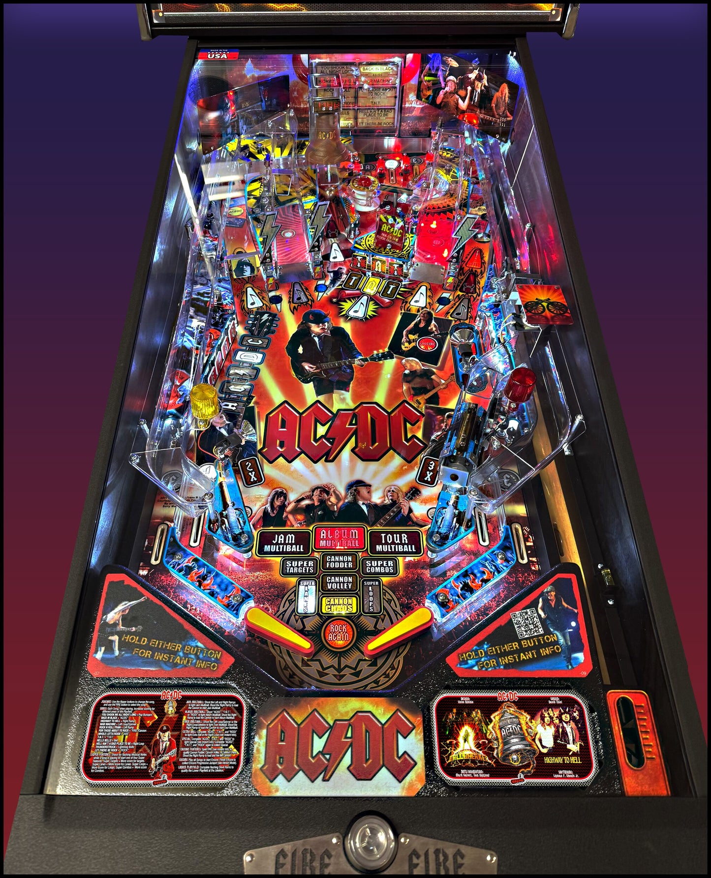 Instrucciones de las tarjetas de juego Stern AC/DC 2012, versión Pinball 2, delantal de pinball con impresión personalizada, tarjetas ACDC