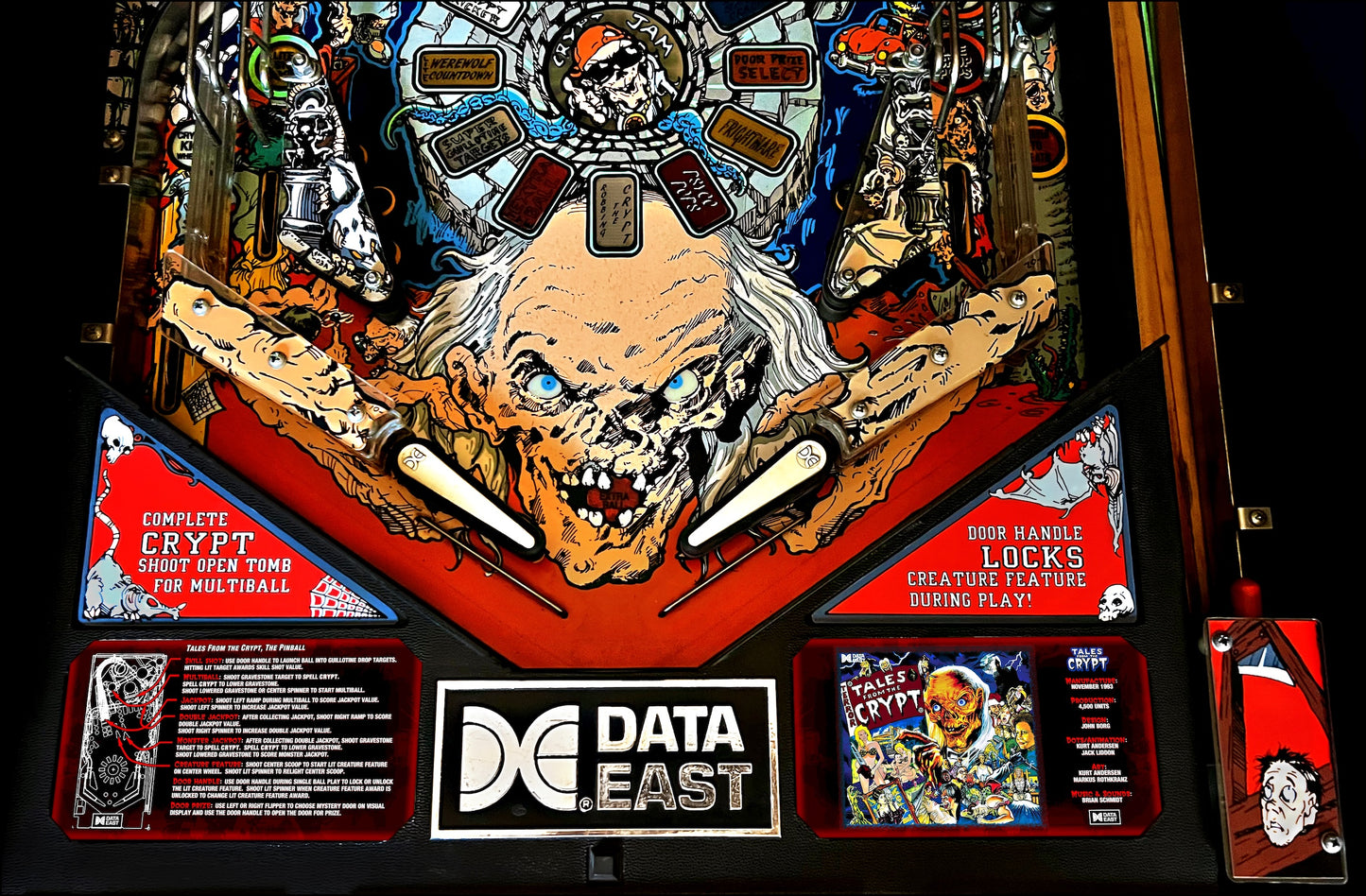 Data East Tales From The Crypt 1993 Jeu Cartes Instructions Flipper Custom Apron règles imprimées V4