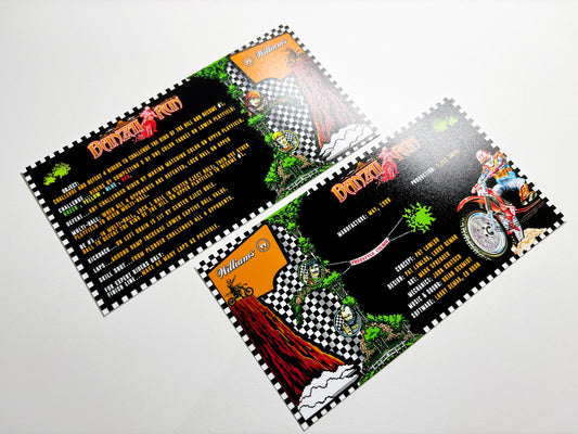 Williams Banzai Run 1988 Game Cards Rules Instructions Pinball Custom Apron