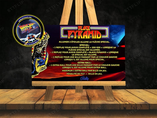 Bally Black Pyramid 1984 Jeu Cartes règles Instructions Flipper Custom Apron