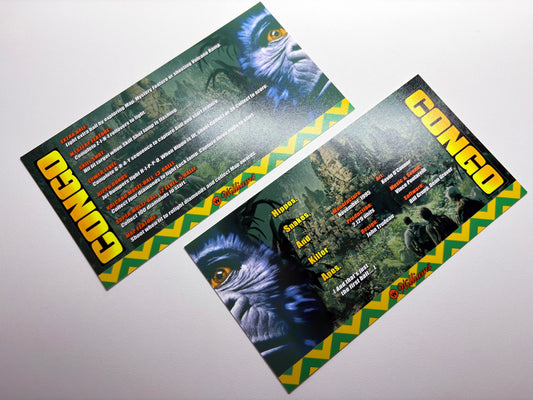 Williams CONGO 1995 Game Cards Instructions Pinball Custom Apron printed rules