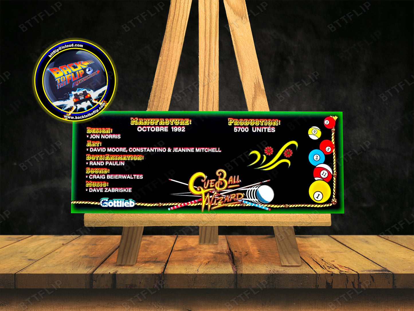 Gottlieb Cue Ball Wizard 1992 Game Cards Rules Instructions Pinball Custom Apron
