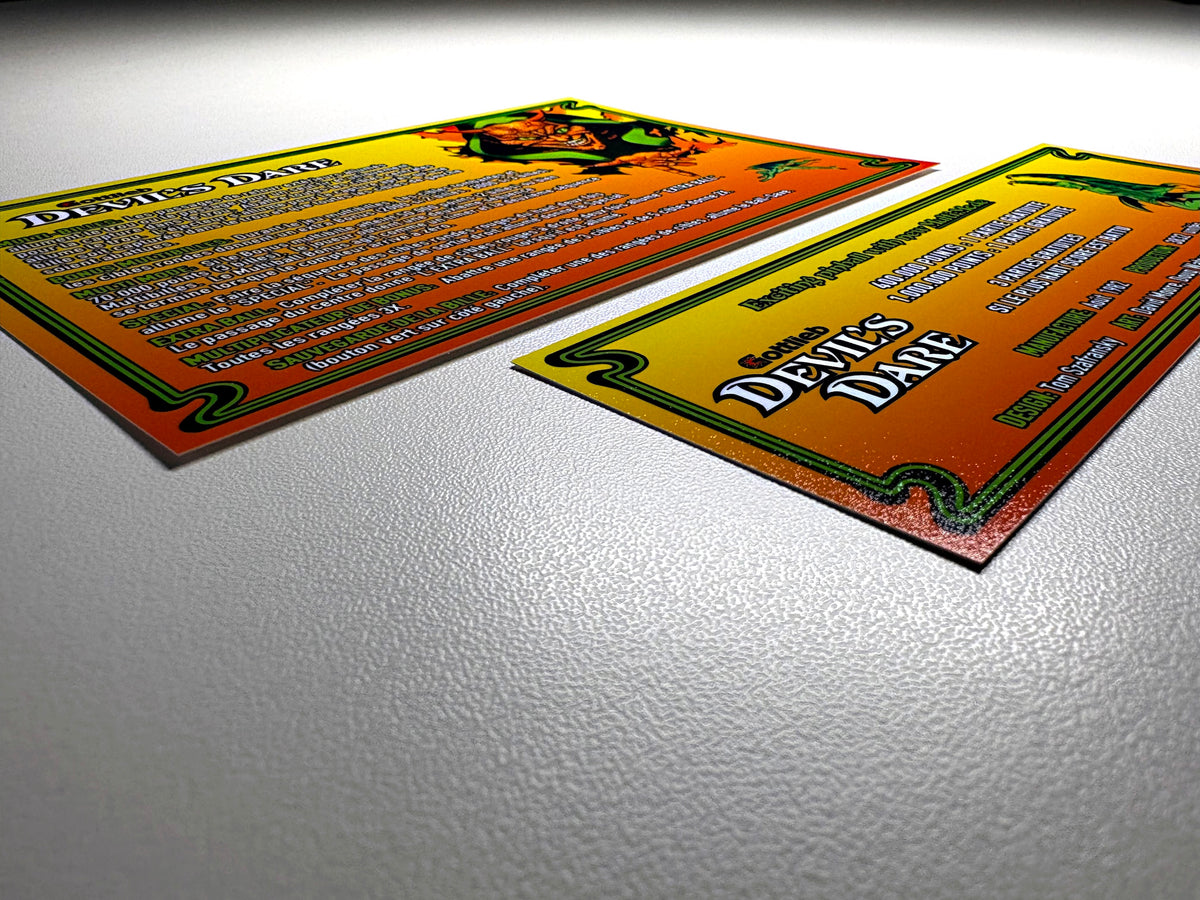 Cartes d'instructions custom apron flipper Gottlieb Devil's Dare 1982 V1 (set de 2)