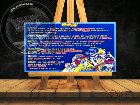 Cartes d'instructions custom apron flipper Williams Earthshaker 1989 (set de 2)