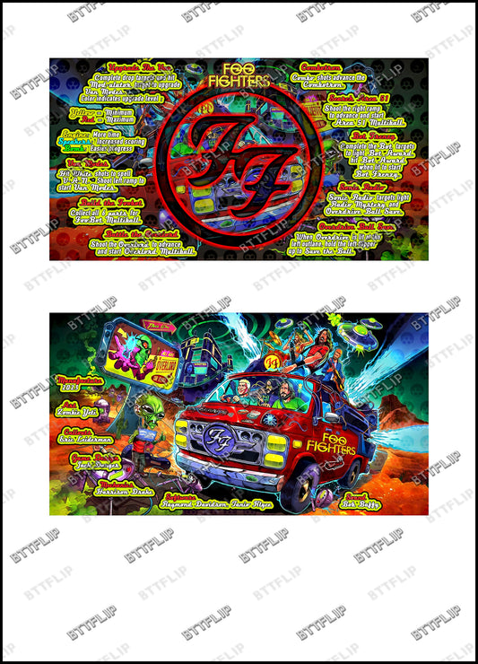 Instrucciones para las tarjetas de juego Stern Foo Fighters 2023, delantal personalizado de pinball, reglas impresas