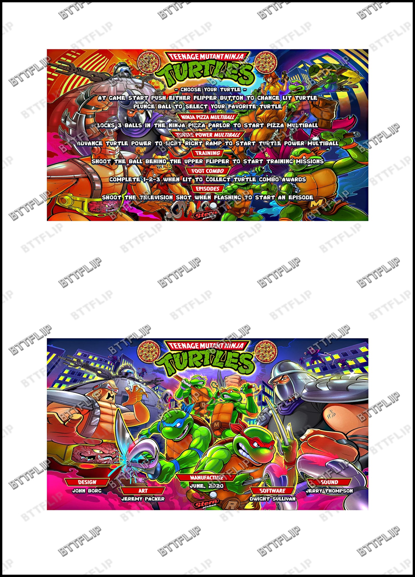 Reglas e instrucciones del juego Tortugas Ninja Stern 2020 Delantal personalizado de pinball V1