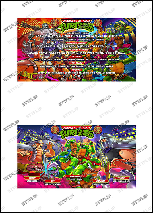Stern Ninja Turtles 2020 Game Cards Instructions Flipper Custom Apron Printed Rules V1