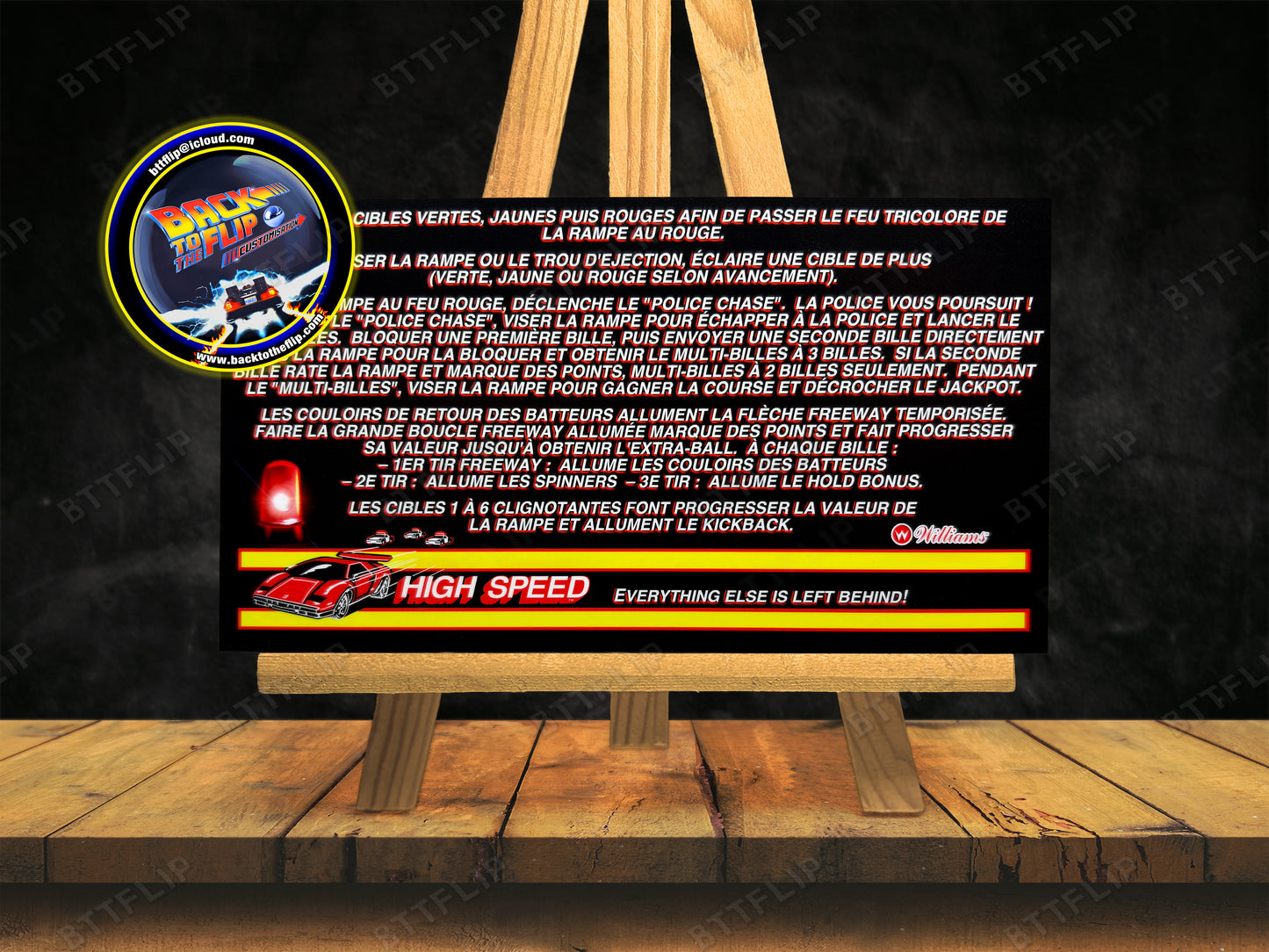 Williams HIGH SPEED 1986 Card Game Rules Instructions Pinball Custom Apron