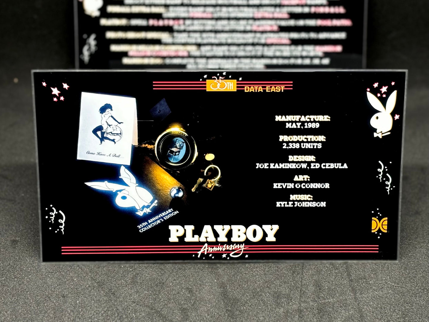 Data East Playboy 35TH Anniversary 1989 Jeu Cartes Instructions Flipper Custom Apron règles imprimées