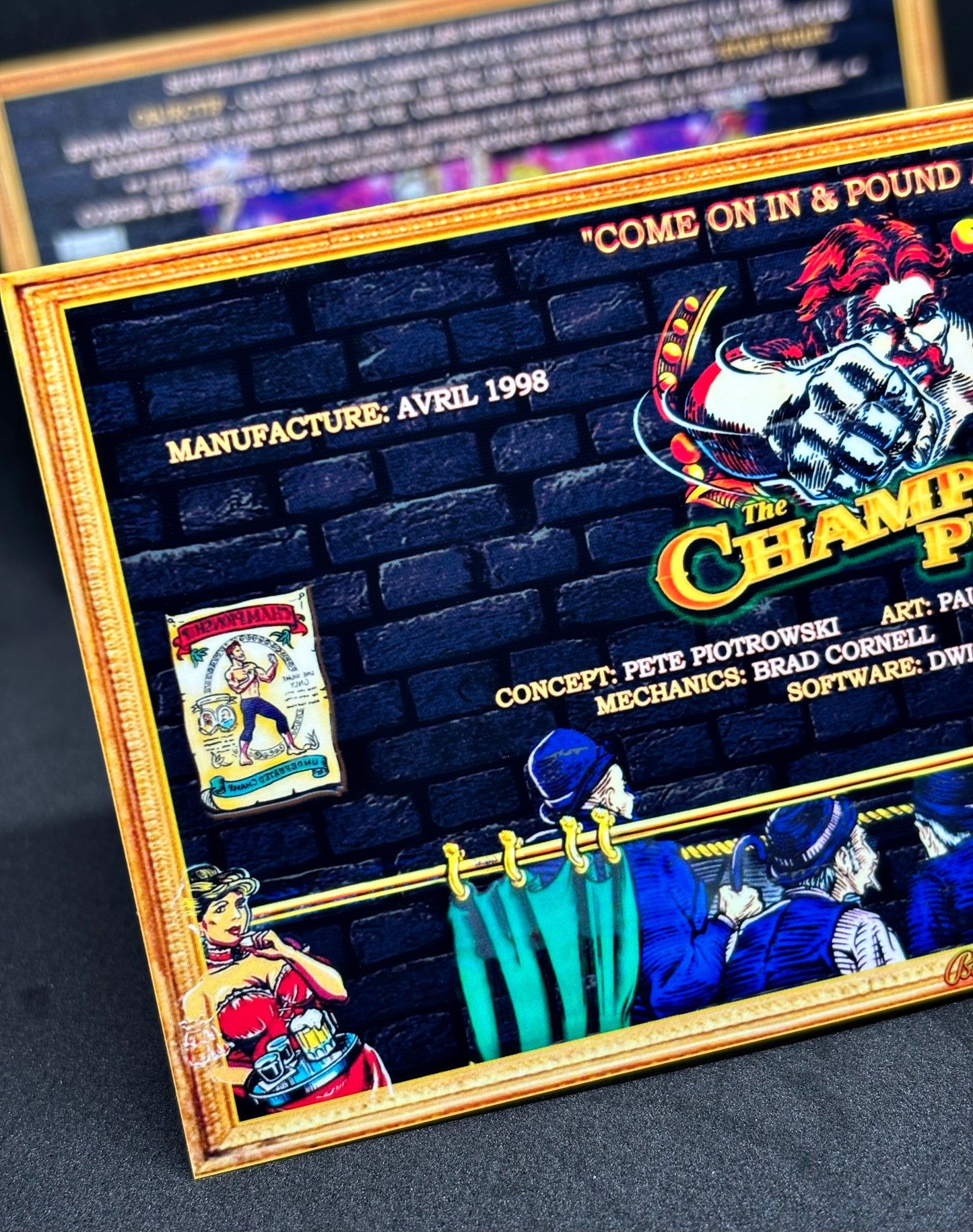 Bally The Champion Pub 1998 Jeu Cartes Instructions Flipper Custom Apron règles imprimées