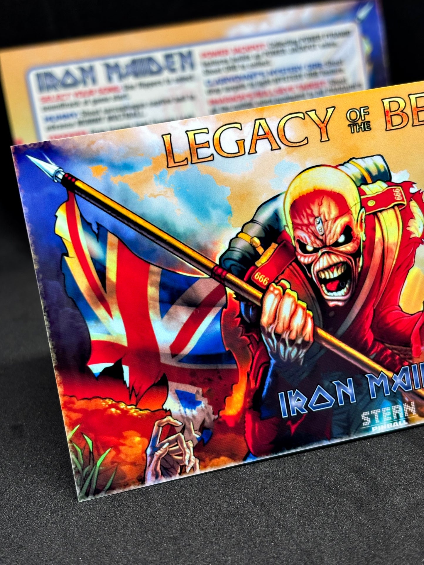 Instrucciones de las tarjetas de juego Stern Iron Maiden 2018, versión Pinball 2, tarjetas de delantal de pinball con impresión personalizada