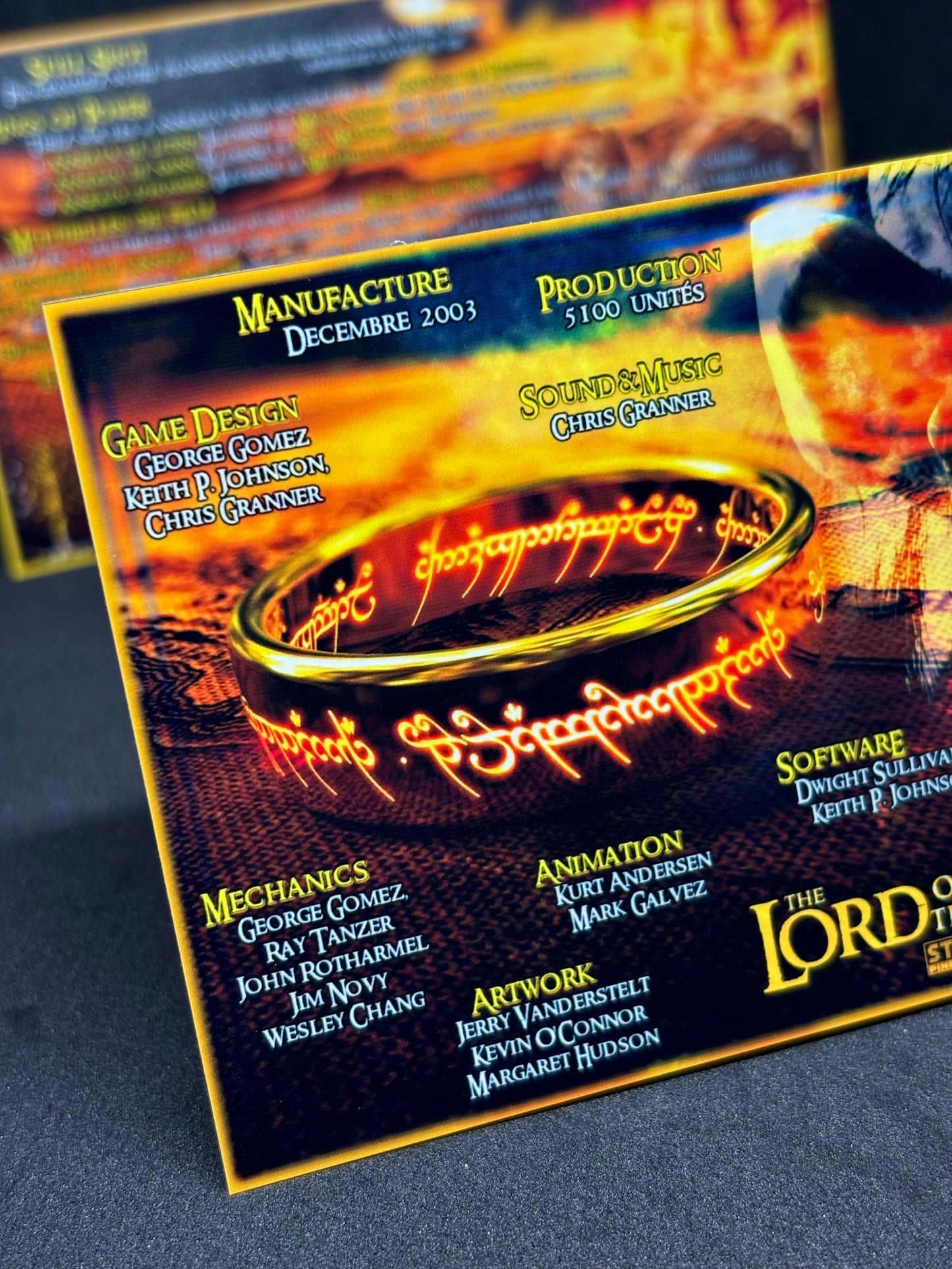 Instrucciones de las tarjetas de juego de pinball de Stern El Señor de los Anillos 2003 - Tarjetas de pinball personalizadas con impresión personalizada