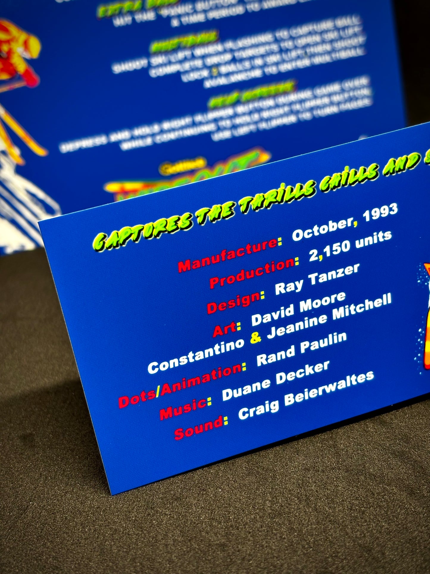 Instrucciones de las tarjetas del juego Gottlieb Wipe Out 1993, reglas impresas del delantal personalizado de pinball
