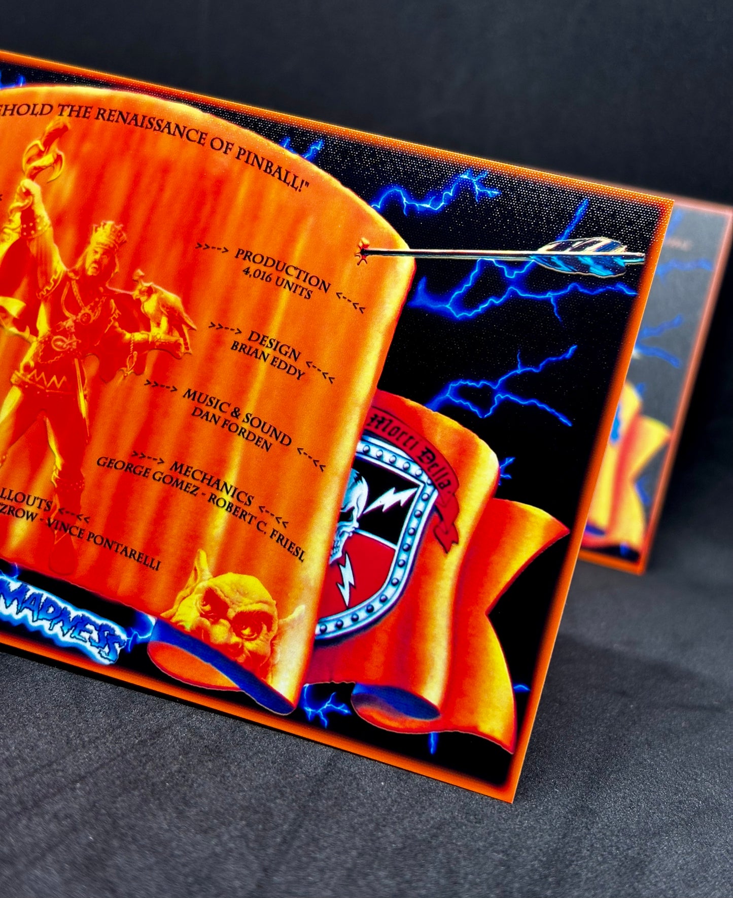 Instrucciones de las tarjetas del juego Williams Medieval Madness 1997, delantal personalizado de pinball, reglas impresas V1