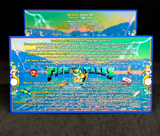 Instrucciones de las tarjetas del juego Williams Fish Tales 1992, delantal personalizado de pinball, reglas impresas V1