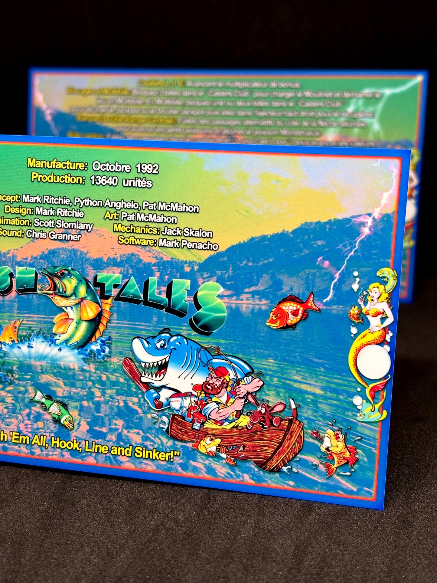 Instrucciones de las tarjetas del juego Williams Fish Tales 1992, delantal personalizado de pinball, reglas impresas V1