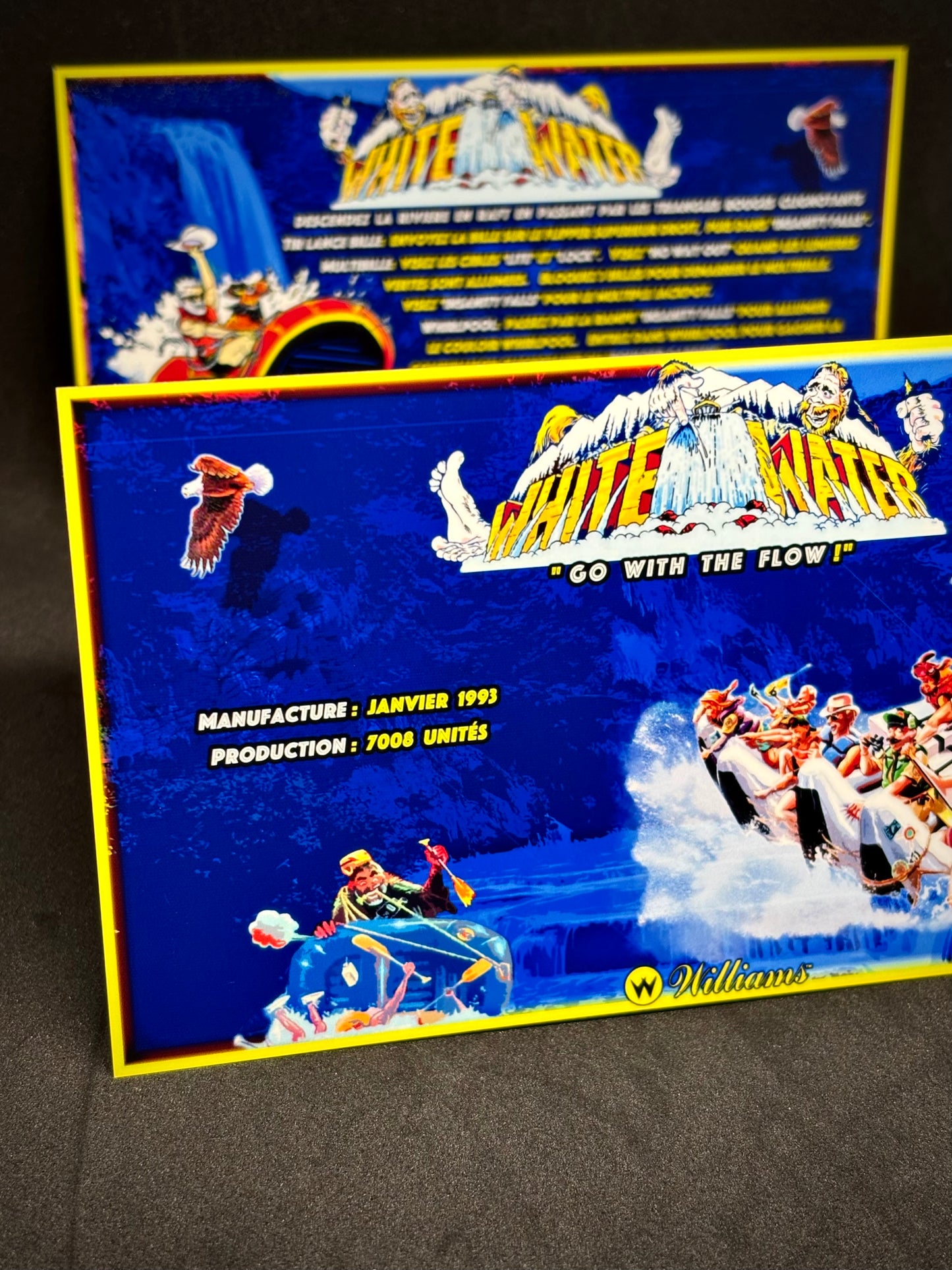 Instrucciones de las tarjetas del juego Williams White Water 1993, delantal personalizado de pinball, reglas impresas V2