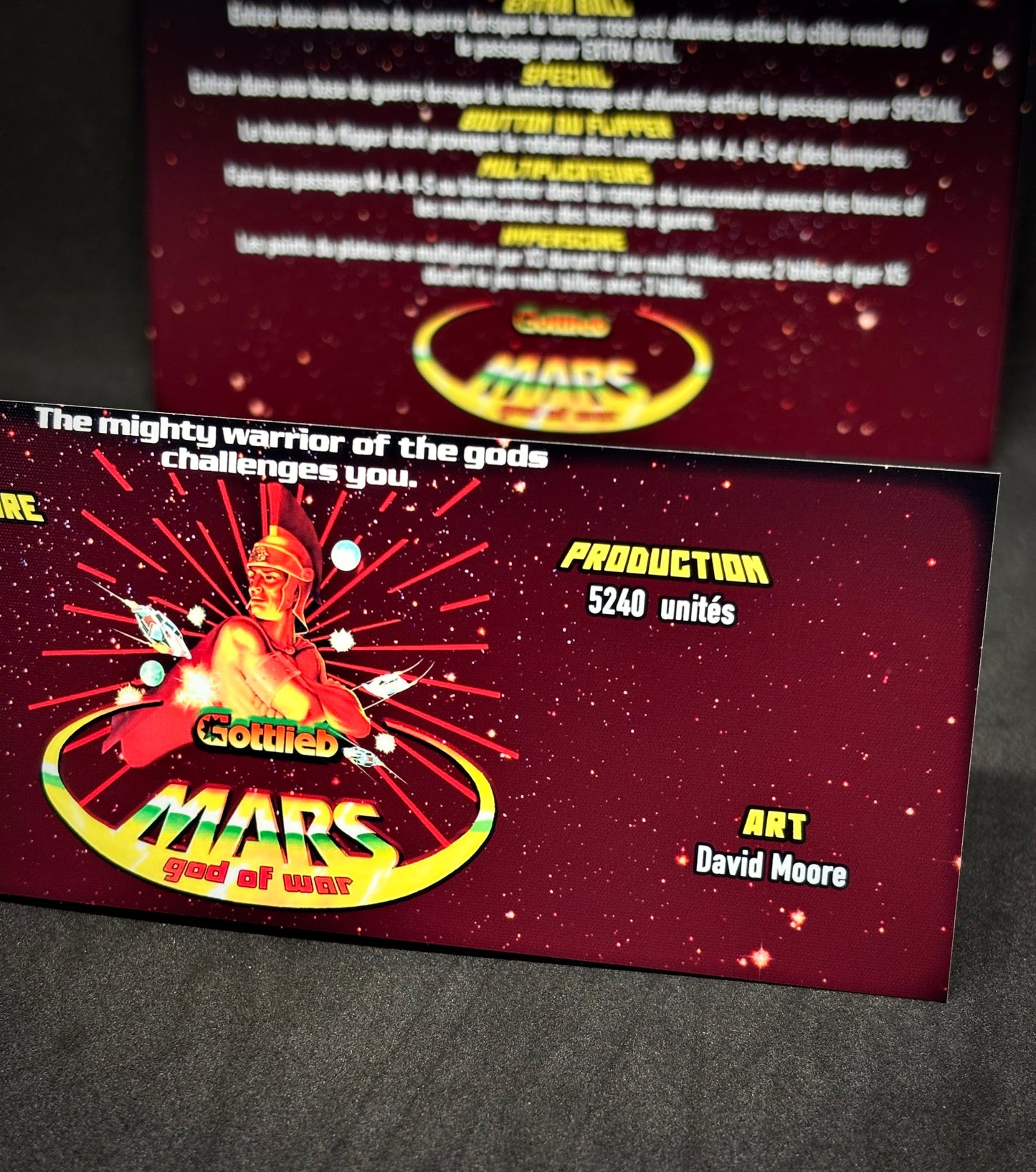 Instrucciones de las tarjetas del juego Gottlieb Mars God of War 1981, reglas impresas del delantal personalizado de pinball