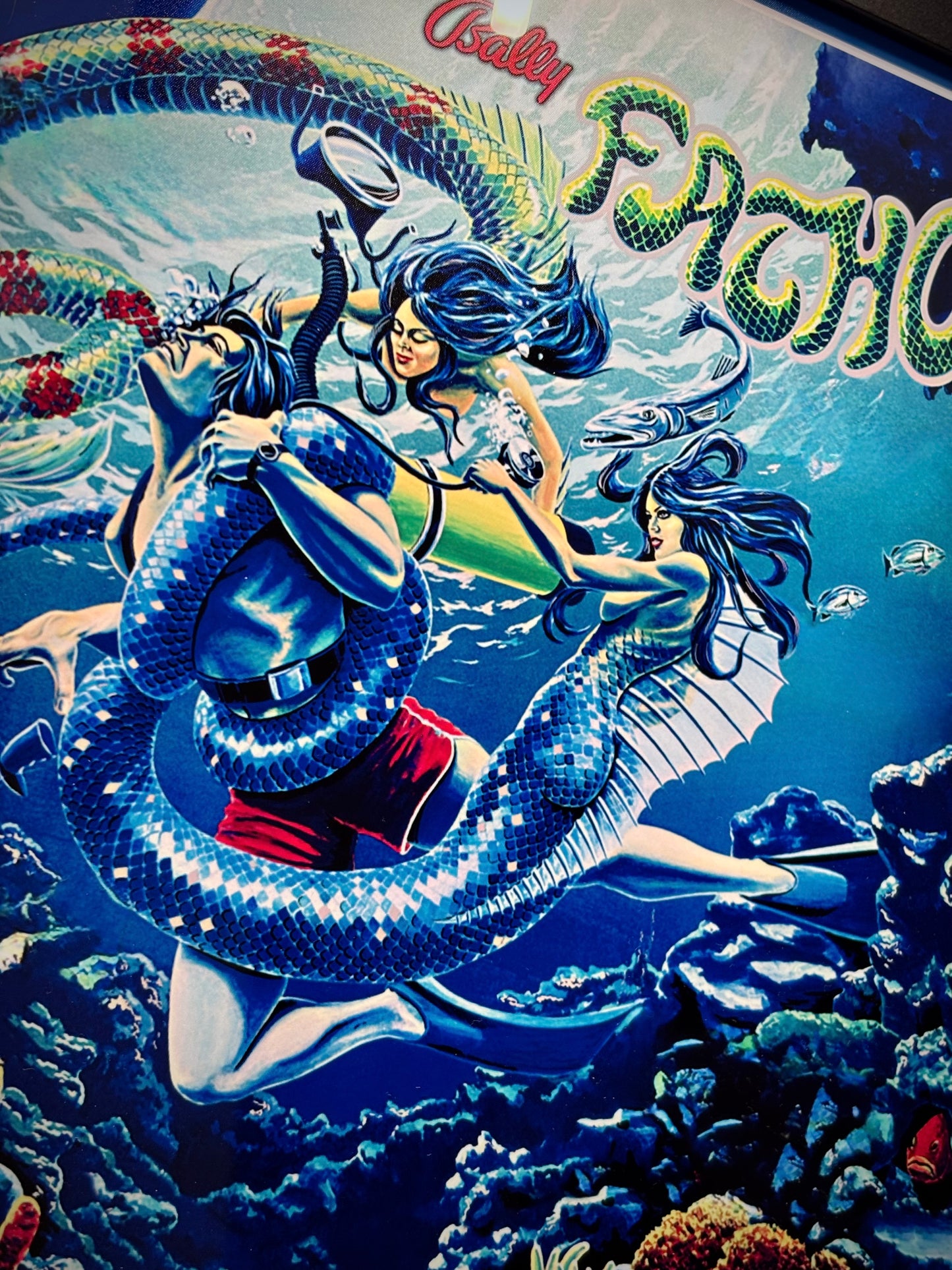 Frame + Pinball Print Bally Fathom 1981 - Pinball Backglass Art - 30 cm - 12"