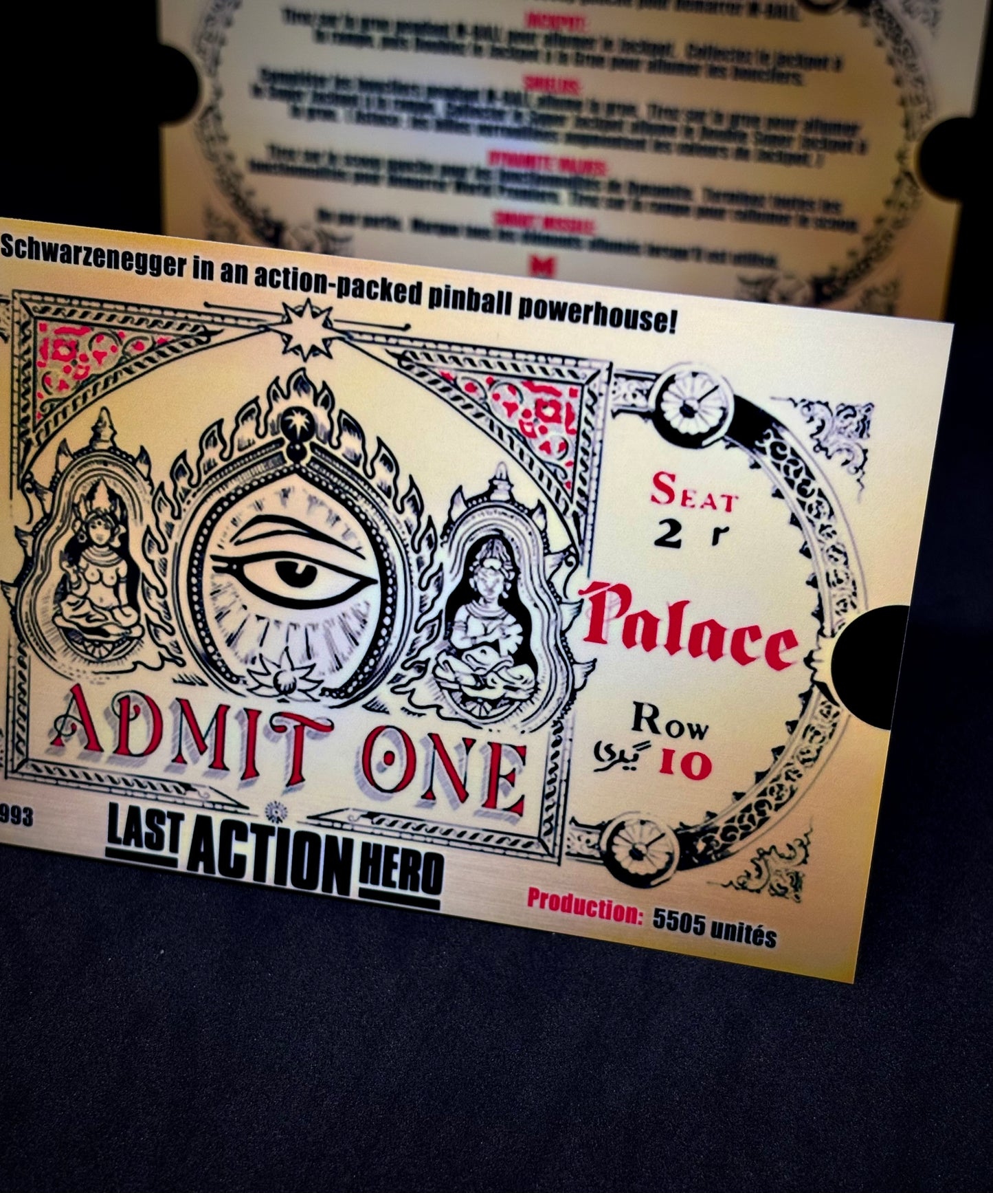 Instrucciones de las tarjetas del juego Data East Last Action Hero 1993 Pinball Versión 1 Golden Ticket - Tarjetas de pinball personalizadas con impresión personalizada