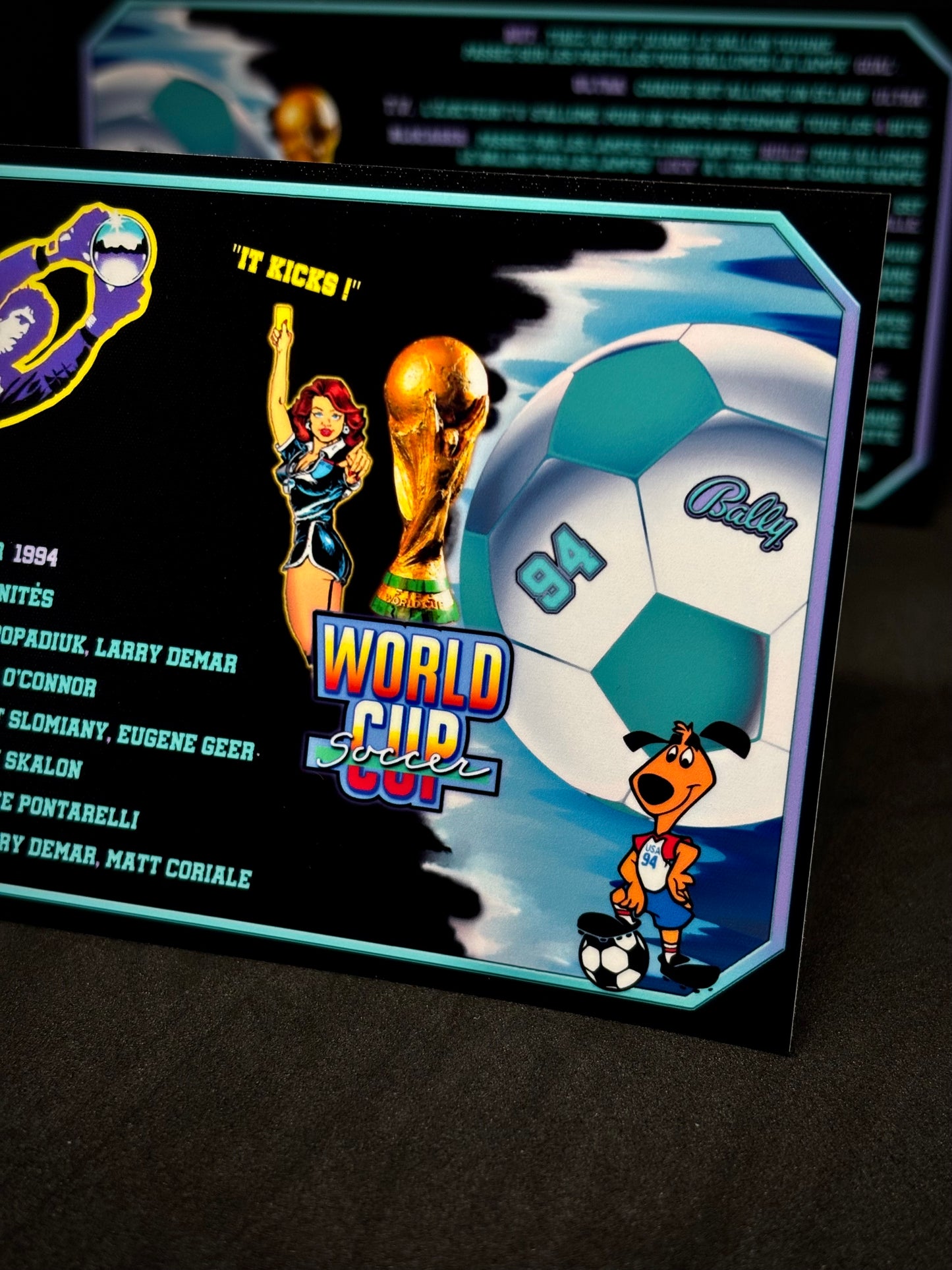 Bally World Cup Soccer USA 1994 BK Jeu Cartes Instructions Flipper Custom Apron règles imprimées