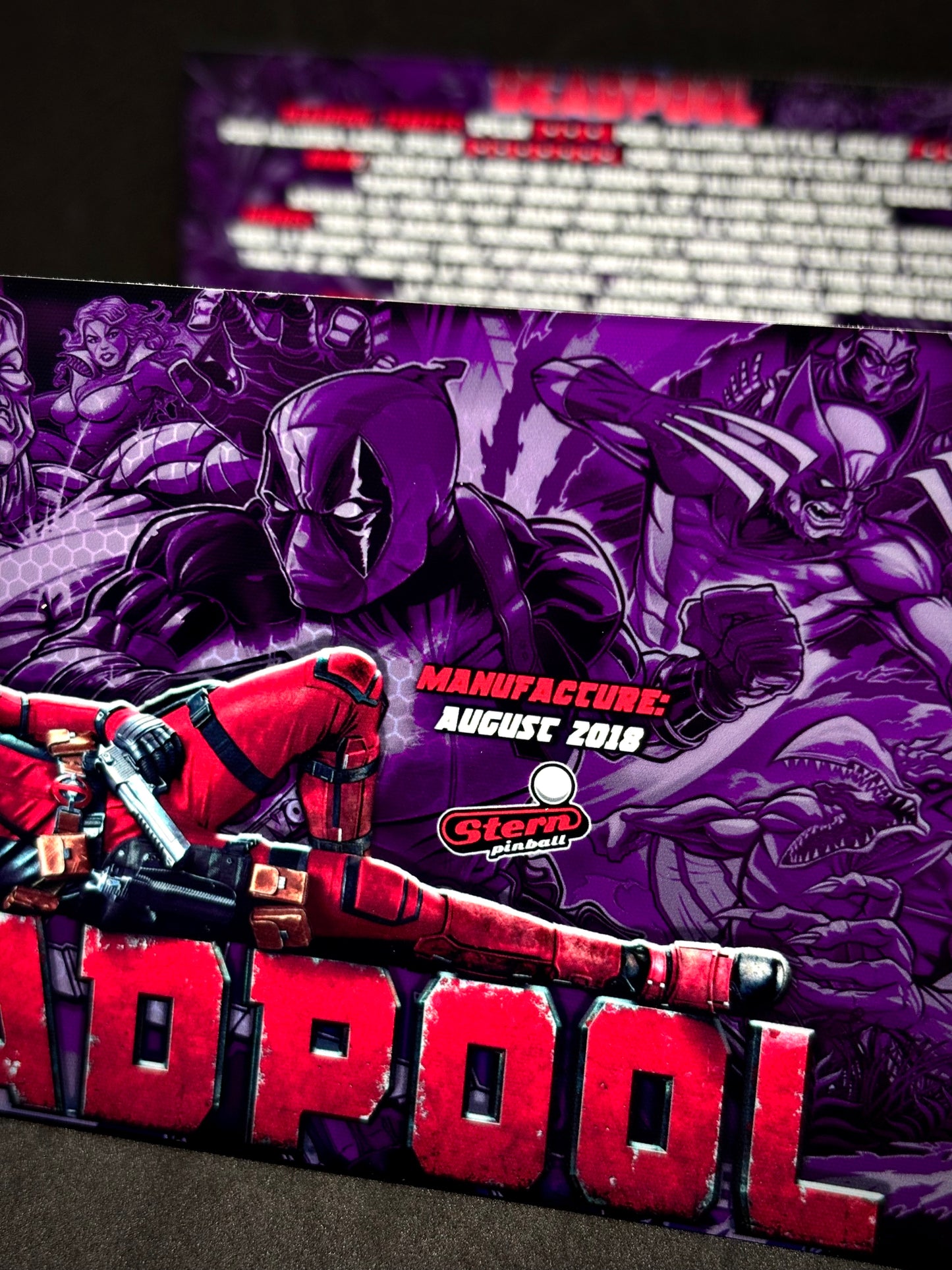 Stern Deadpool 2018 Jeu Cartes Instructions Flipper Custom Apron règles imprimées