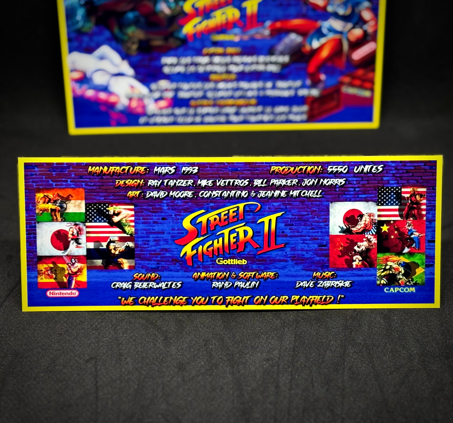 Instrucciones de las tarjetas de juego Gottlieb Street Fighter 1993 Pinball - Tarjetas de pinball personalizadas con impresión personalizada