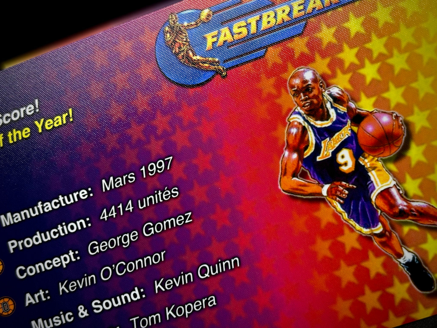 Bally NBA FASTBREAK 1997 Jeu Cartes Instructions Flipper Custom Apron règles imprimées V1