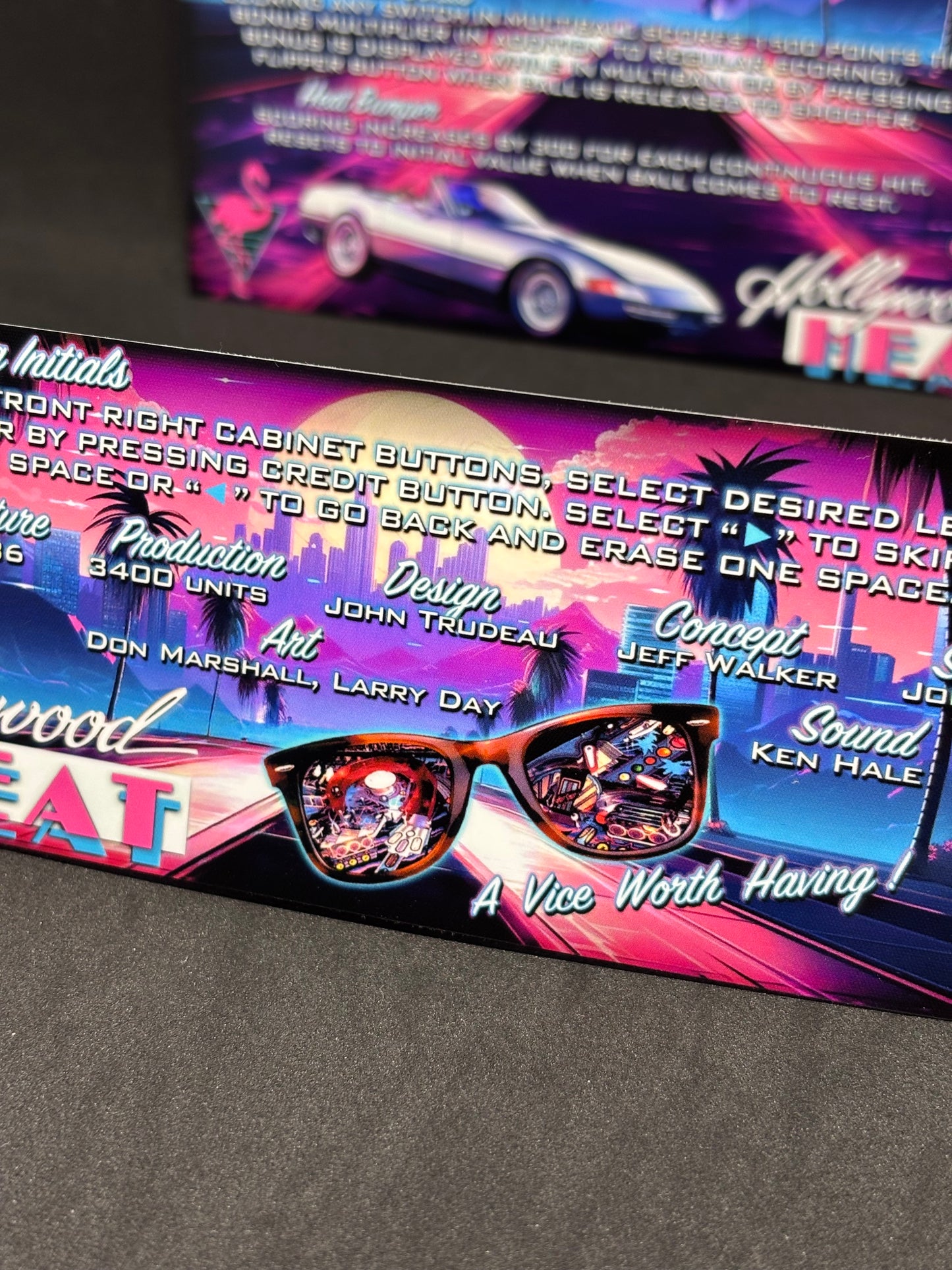 Instrucciones de las tarjetas del juego Gottlieb Hollywood Heat 1986 Pinball V1 Tarjetas de delantal de pinball con impresión personalizada