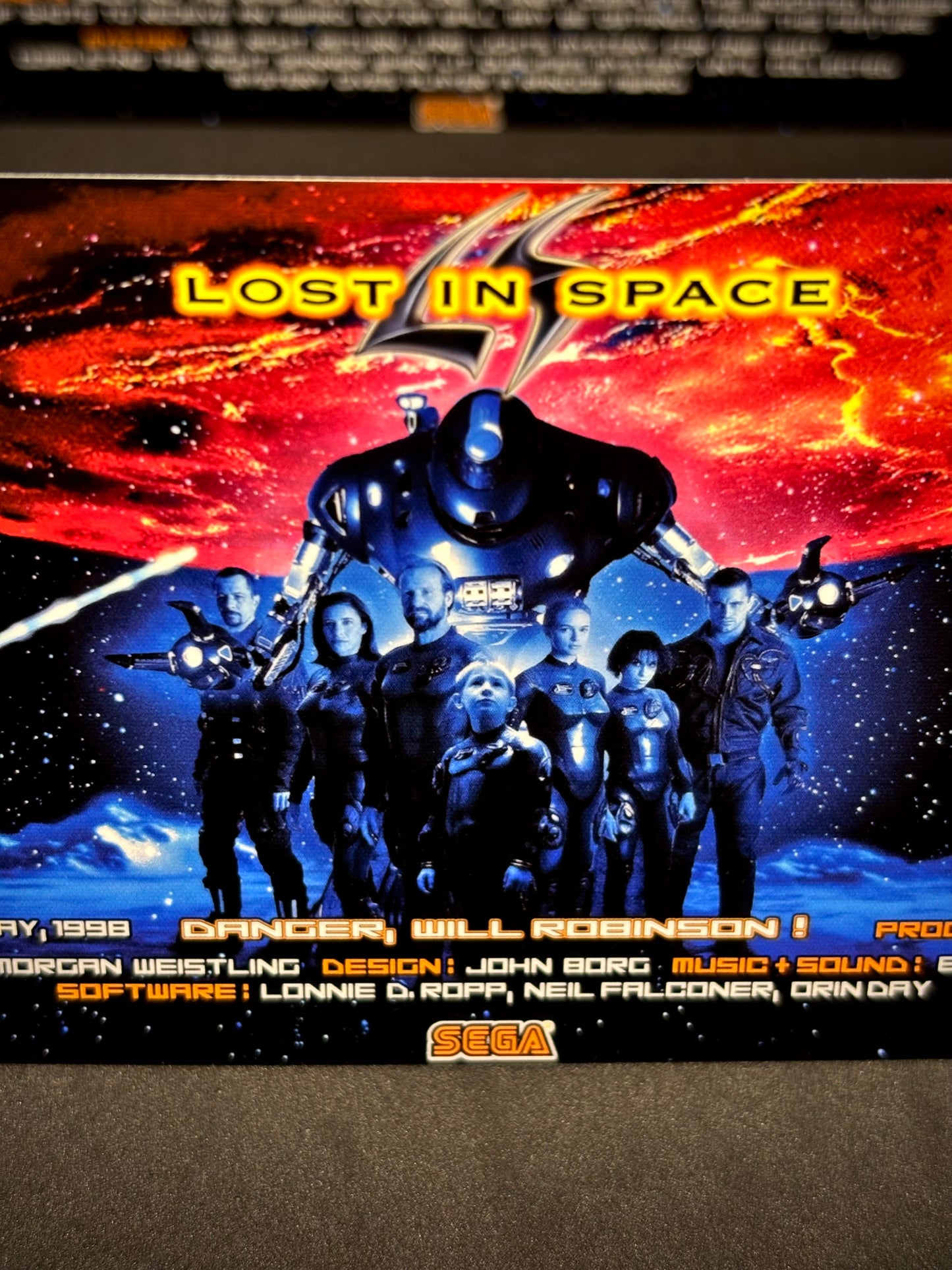 Instrucciones de las tarjetas del juego SEGA Lost In Space 1998 Delantal personalizado de pinball con reglas impresas