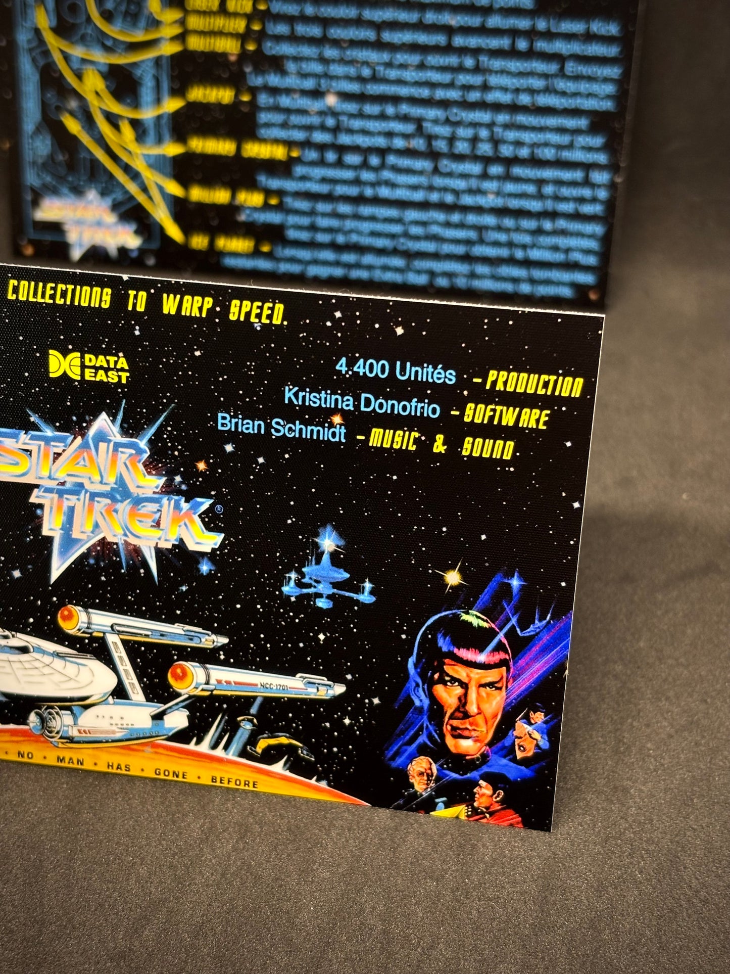 Data East STAR TREK 1991 Game Cards Instructions Pinball Custom Apron Printed Rules V1