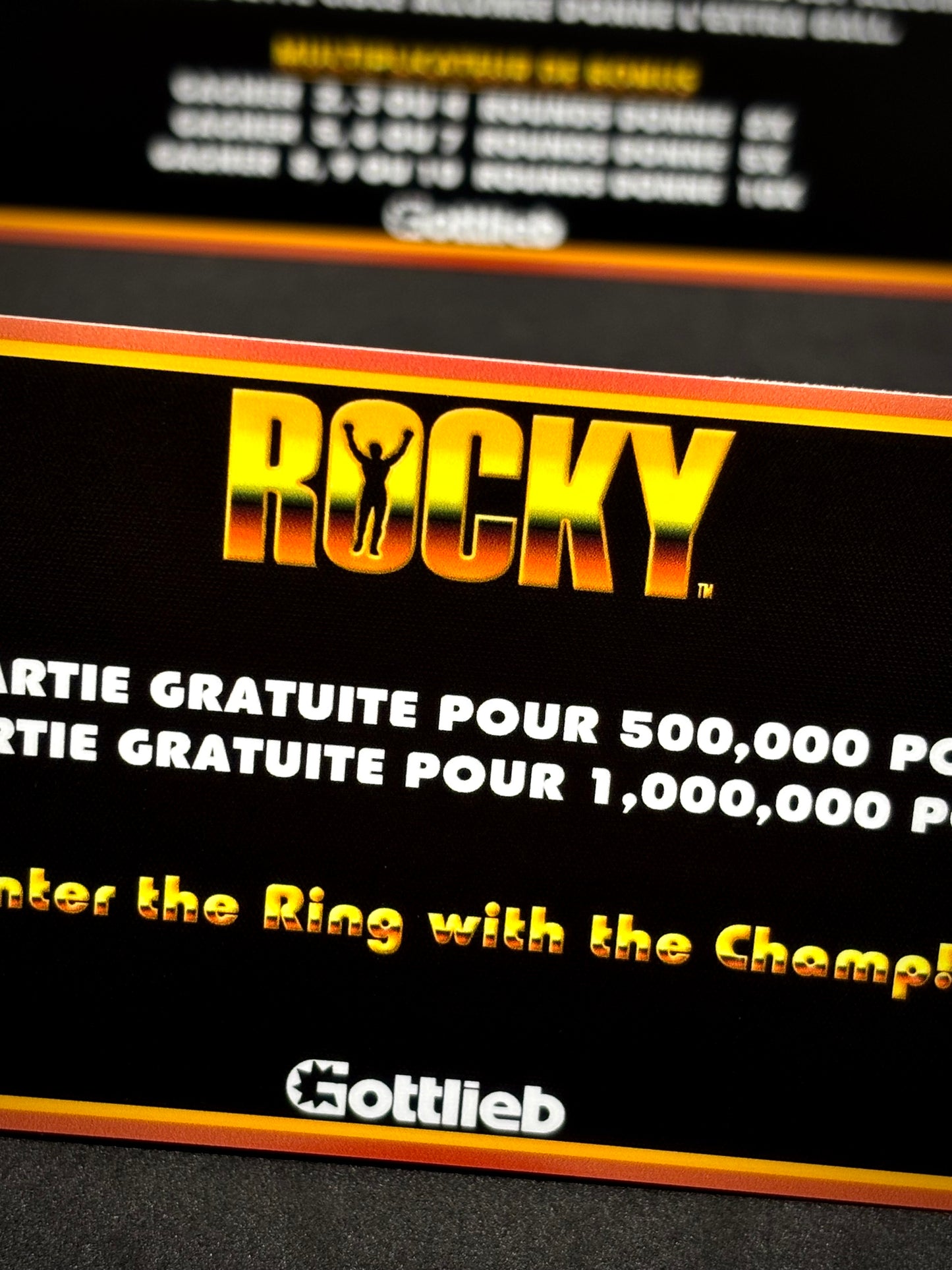 Instrucciones de las tarjetas del juego Gottlieb Rocky 1982, delantal personalizado de pinball, reglas impresas V2