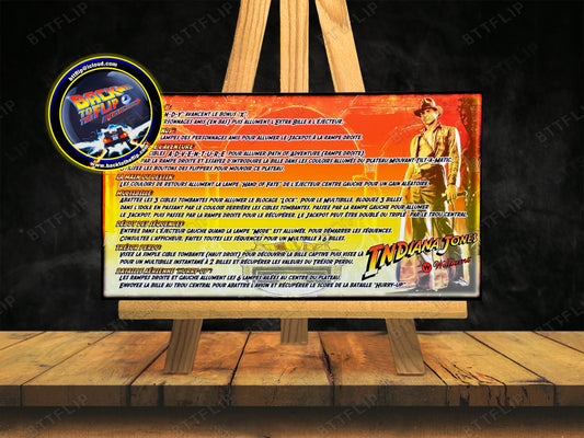 Williams Indiana Jones 1993 Jeu Cartes règles Instructions Flipper Custom Apron V2