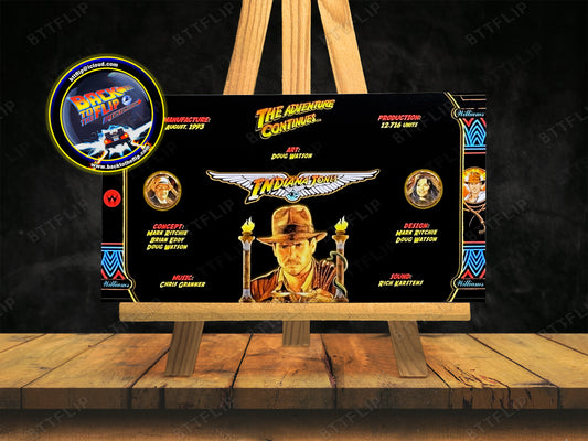 Williams Indiana Jones 1993 Pinball Game Card Rules Instructions Custom Apron V3