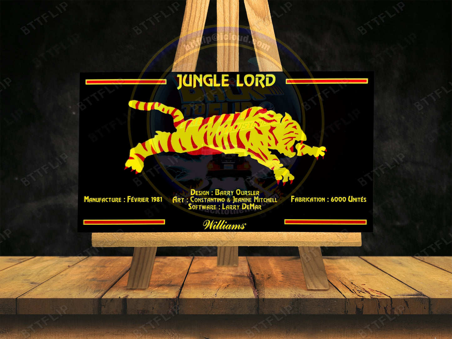 Williams Jungle Lord 1981 Jeu Cartes règles Instructions Flipper Custom Apron
