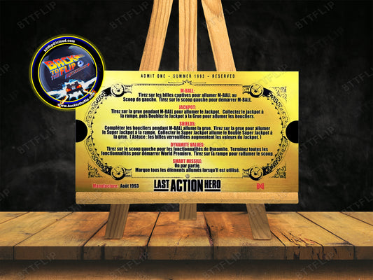 Data East Last Action Hero 1993 Game Cards Rules Instructions Pinball Custom Apron V1