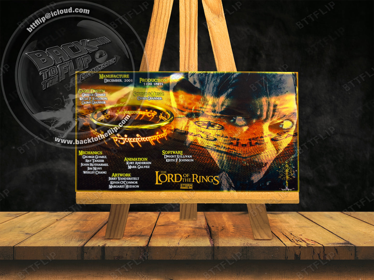 Stern The Lord Of The Rings 2003 Card Game Rules Instructions Pinball Custom Apron V1