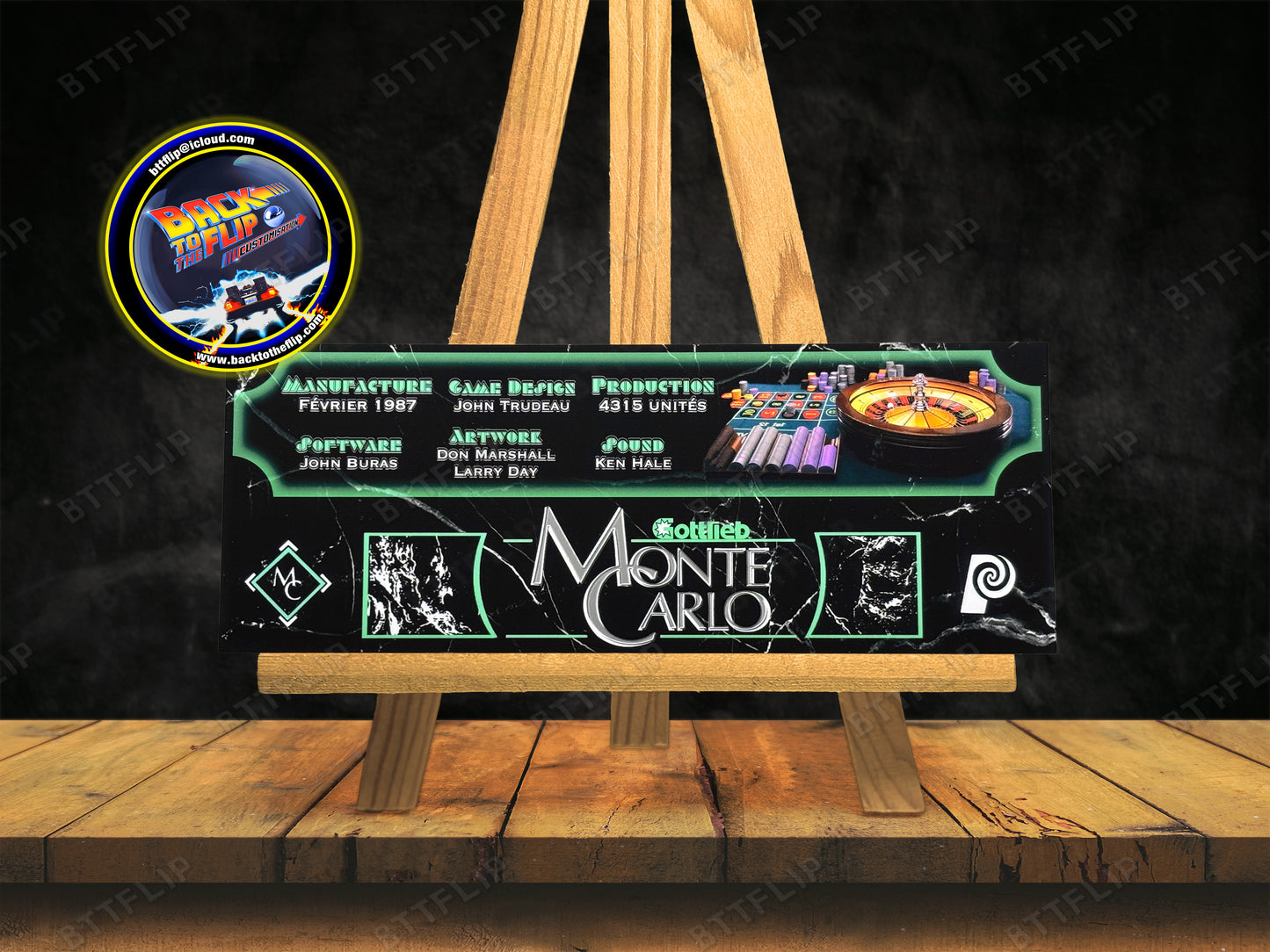 Gottlieb Monte Carlo 1987 Jeu Cartes règles Instructions Flipper Custom Apron
