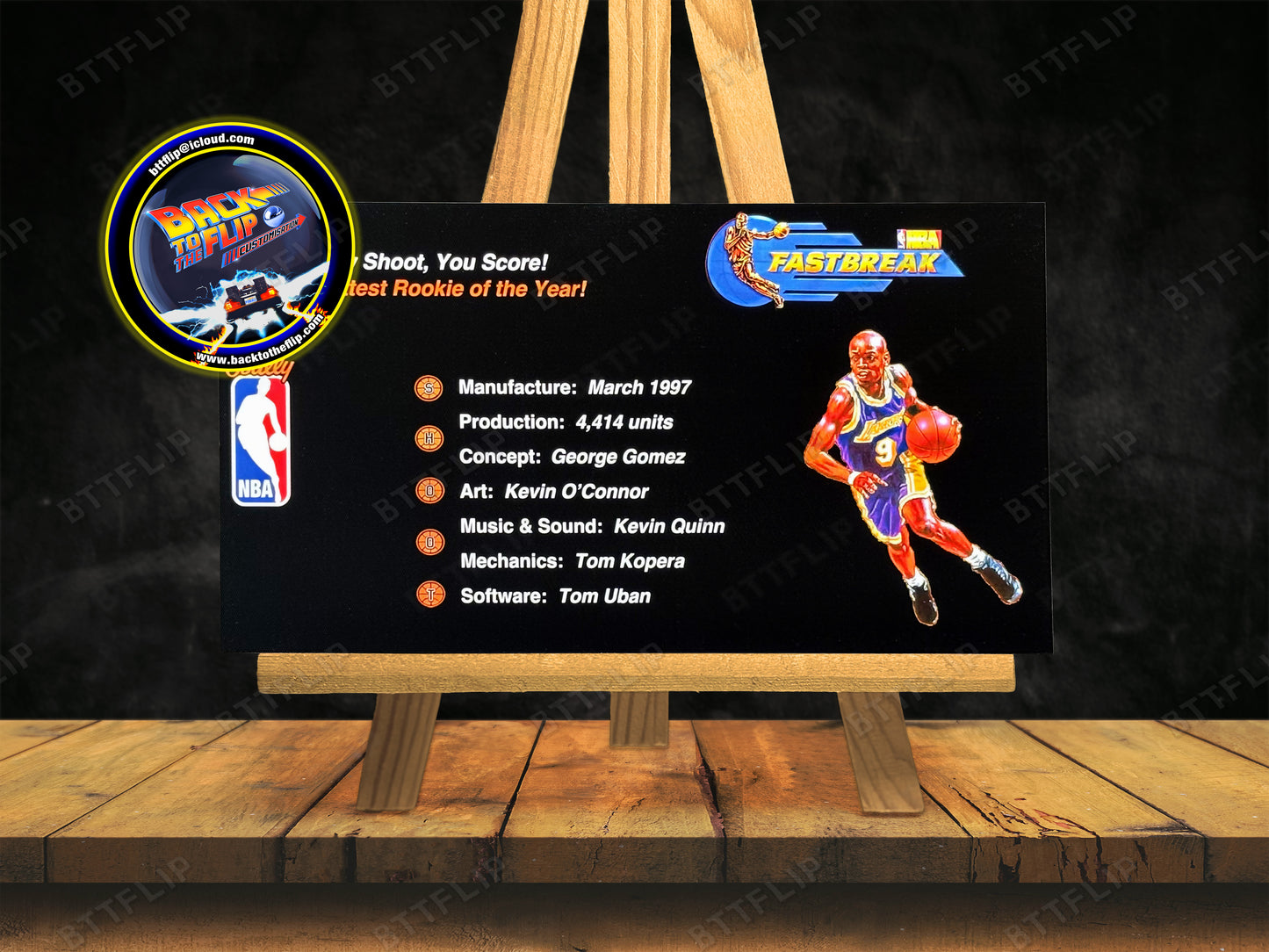 Bally NBA FASTBREAK 1997 Jeu Cartes règles Instructions Flipper Custom Apron V3