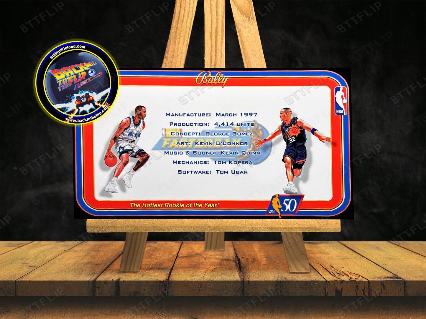 Bally NBA FASTBREAK 1997 Juego Tarjetas Reglas Instrucciones Pinball Custom Apron V4
