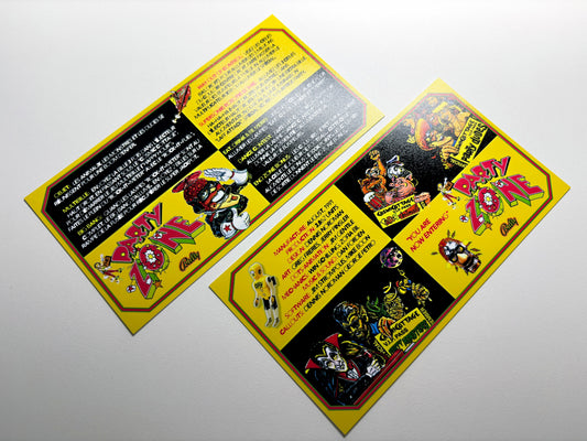 Cartes d'instructions custom apron flipper Bally Party Zone 1991 V2