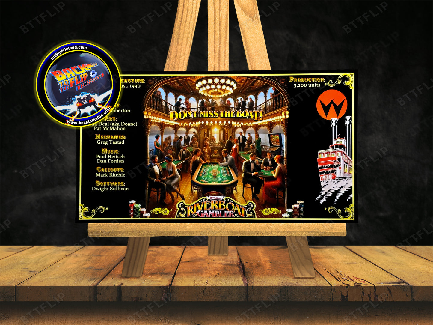 Williams Riverboat Gambler 1990 Juego Cartas Reglas Instrucciones Pinball Custom Apron V2
