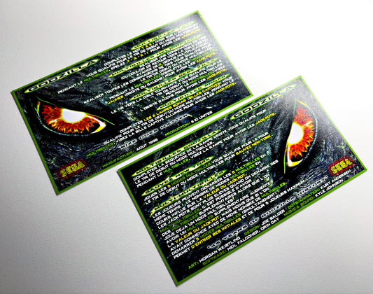 Tarjetas de instrucciones para "apron flipper" personalizado SEGA GODZILLA 1998 V1 (juego de 2)