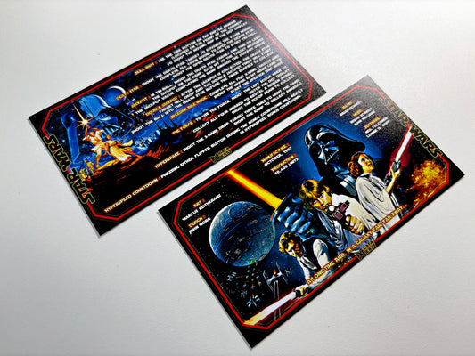 Data East Star Wars 1992 Juego Tarjetas Reglas Instrucciones Flipper Custom Apron V1