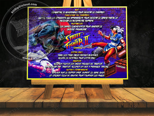 Gottlieb Street Fighter 1993 Juego Cartas Reglas Instrucciones Pinball Custom Apron V1