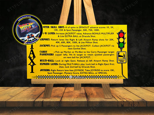 Williams Taxi 1988 Jeu Cartes règles Instructions Flipper Custom Apron V1