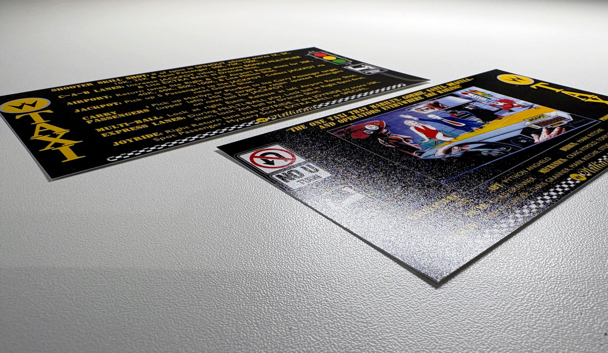 Cartes d'instructions custom apron flipper Williams Taxi 1988 V2