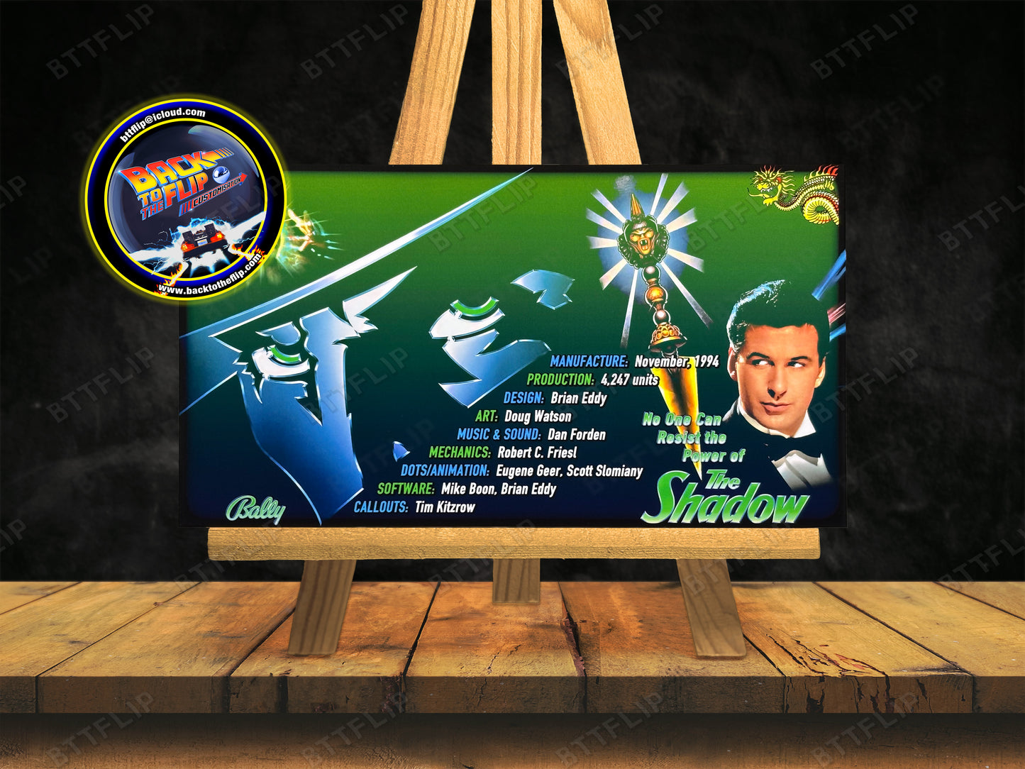 Bally The Shadow 1994 Juego de cartas Reglas Instrucciones Pinball Delantal personalizado