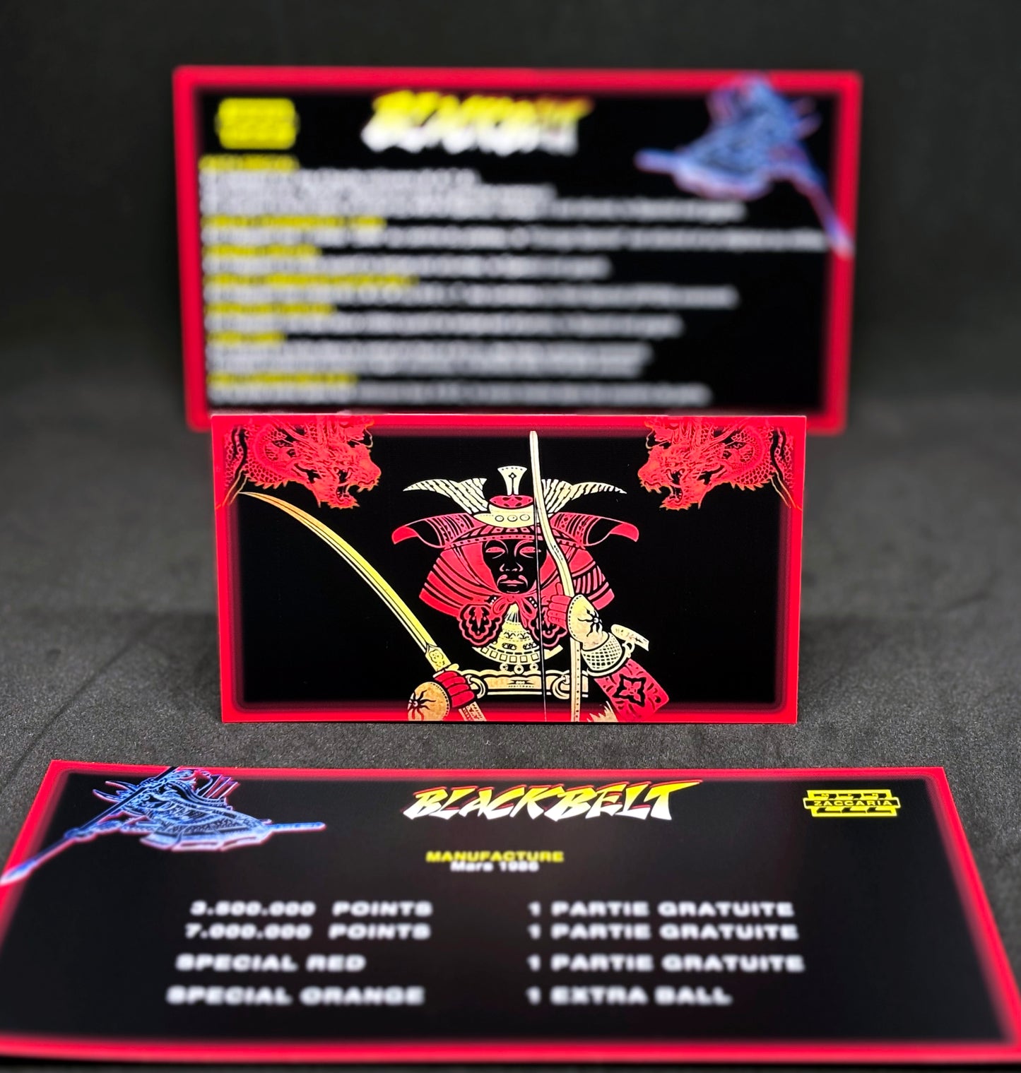 Custom instruction cards apron flipper Zaccaria Blackbelt 1986 (set of 3)