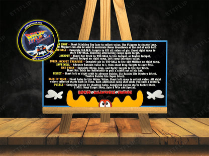 Data East LAS AVENTURAS DE ROCKY Y BULLWINKLE Y AMIGOS 1993 Reglas del juego Tarjetas Instrucciones Pinball Delantal personalizado V1